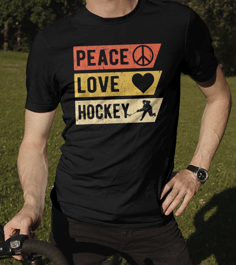 Peace Love Hockey Vintage Sports Lover T-Shirt
