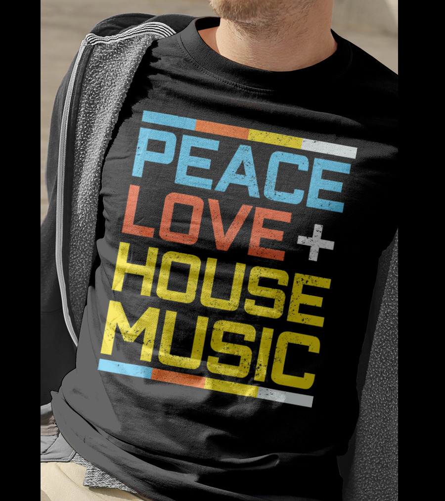 Peace Love House Music Vintage Retro T-Shirt