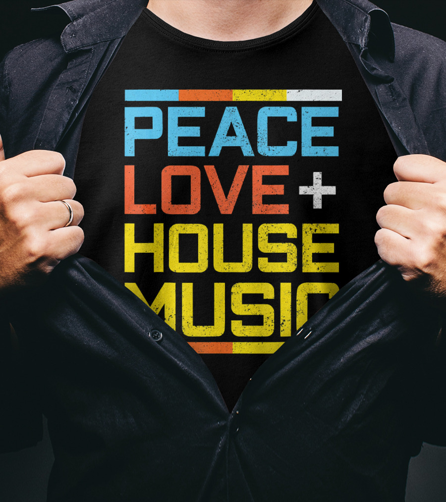 Peace Love House Music Vintage Retro T-Shirt