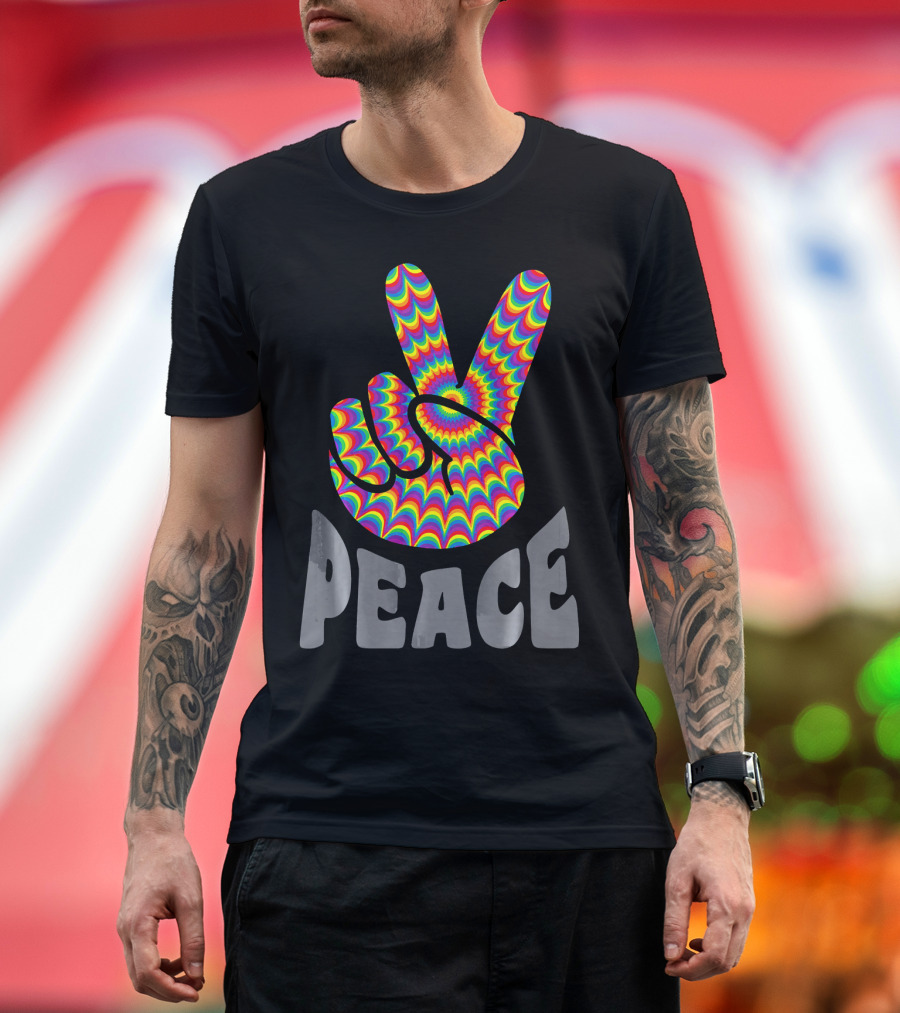 Peace Sign V Hand Groovy Tie Dye T-Shirt