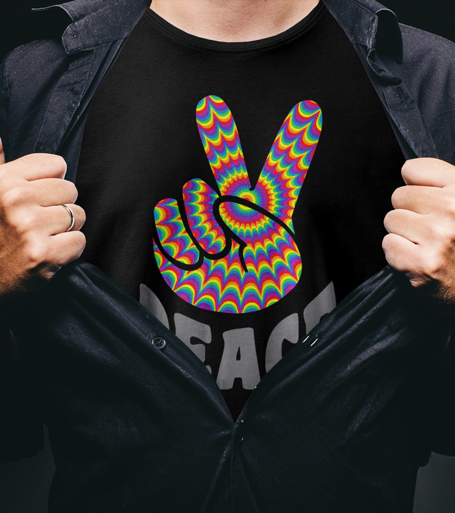 Peace Sign V Hand Groovy Tie Dye T-Shirt