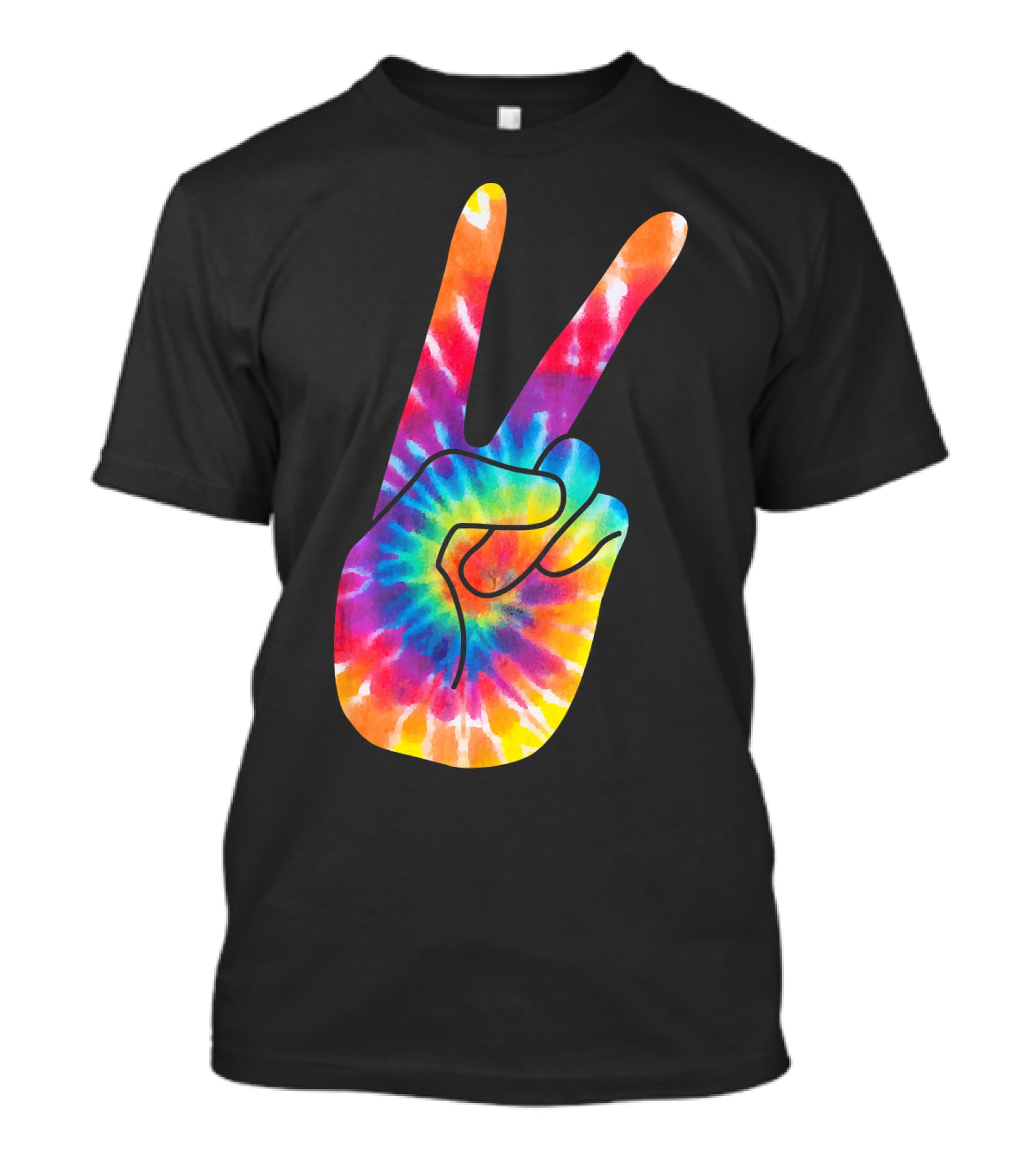 World Peace Tie-Dye V Hand Sign 60s 70s Retro T-Shirt