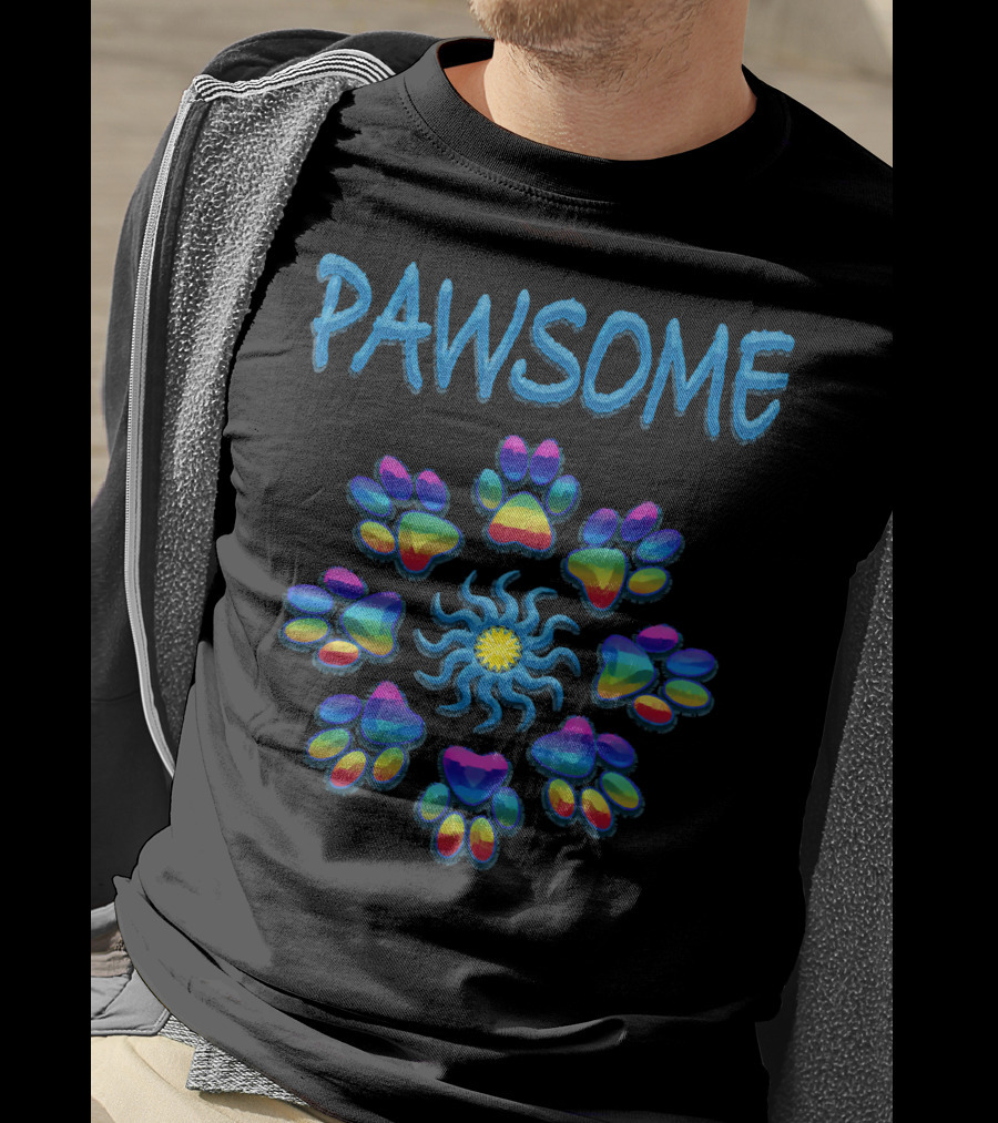 Pawsome Tye Dye Peace Paws Mandala T-Shirt