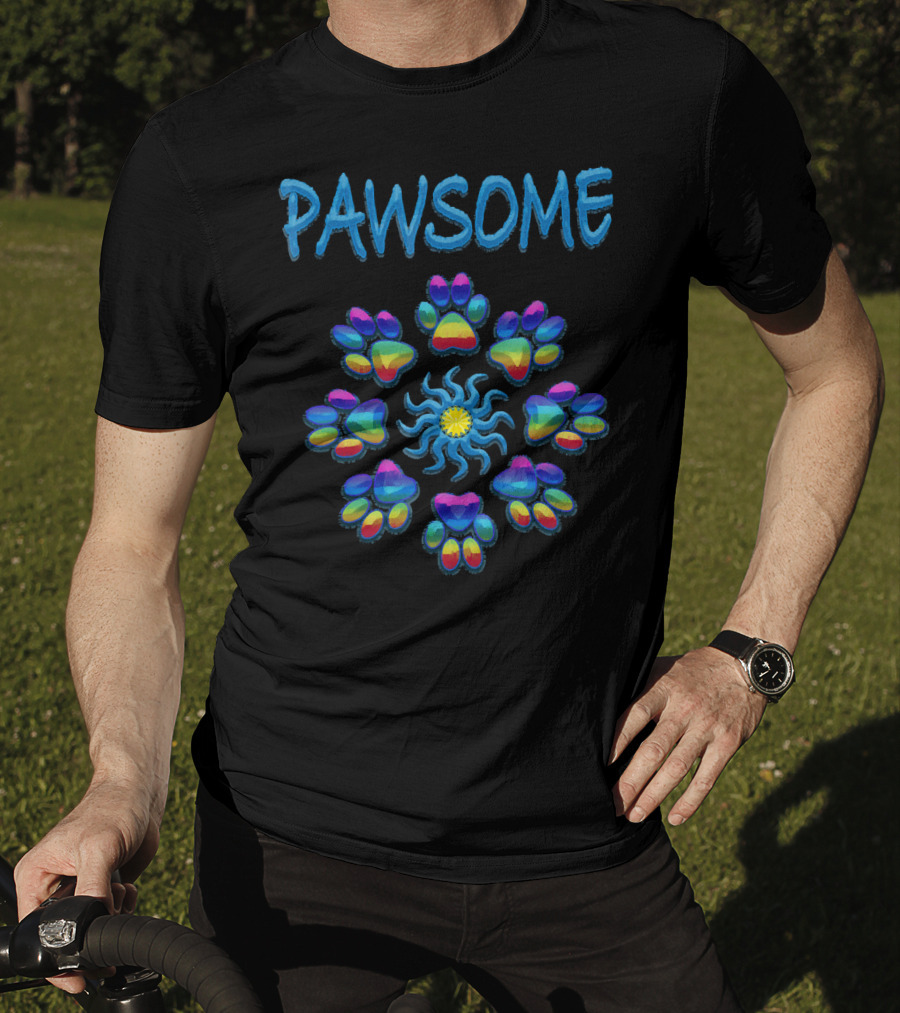 Pawsome Tye Dye Peace Paws Mandala T-Shirt