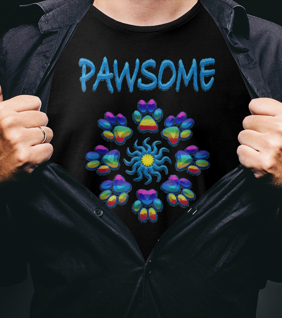 Pawsome Tye Dye Peace Paws Mandala T-Shirt