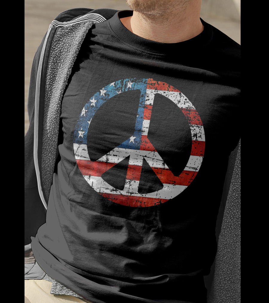 Peace Sign American Flag USA Peac T-Shirt