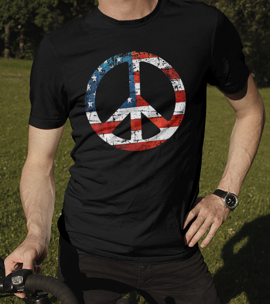 Peace Sign American Flag USA Peac T-Shirt
