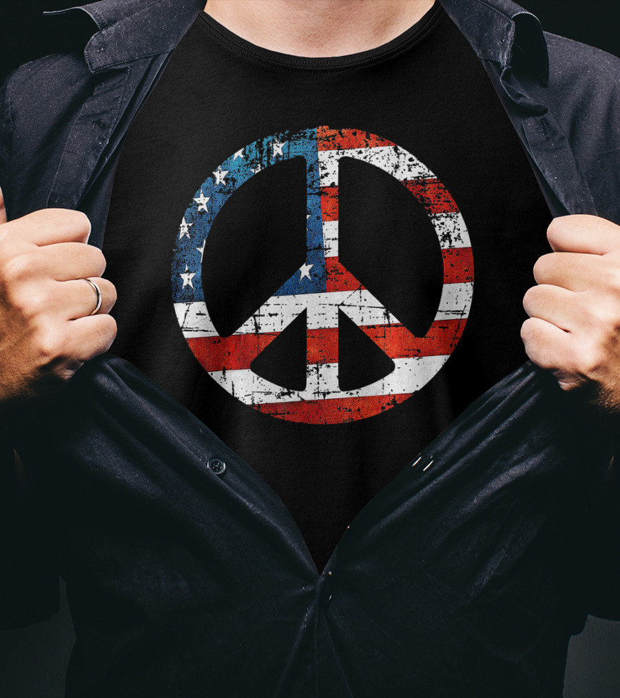 Peace Sign American Flag USA Peac T-Shirt