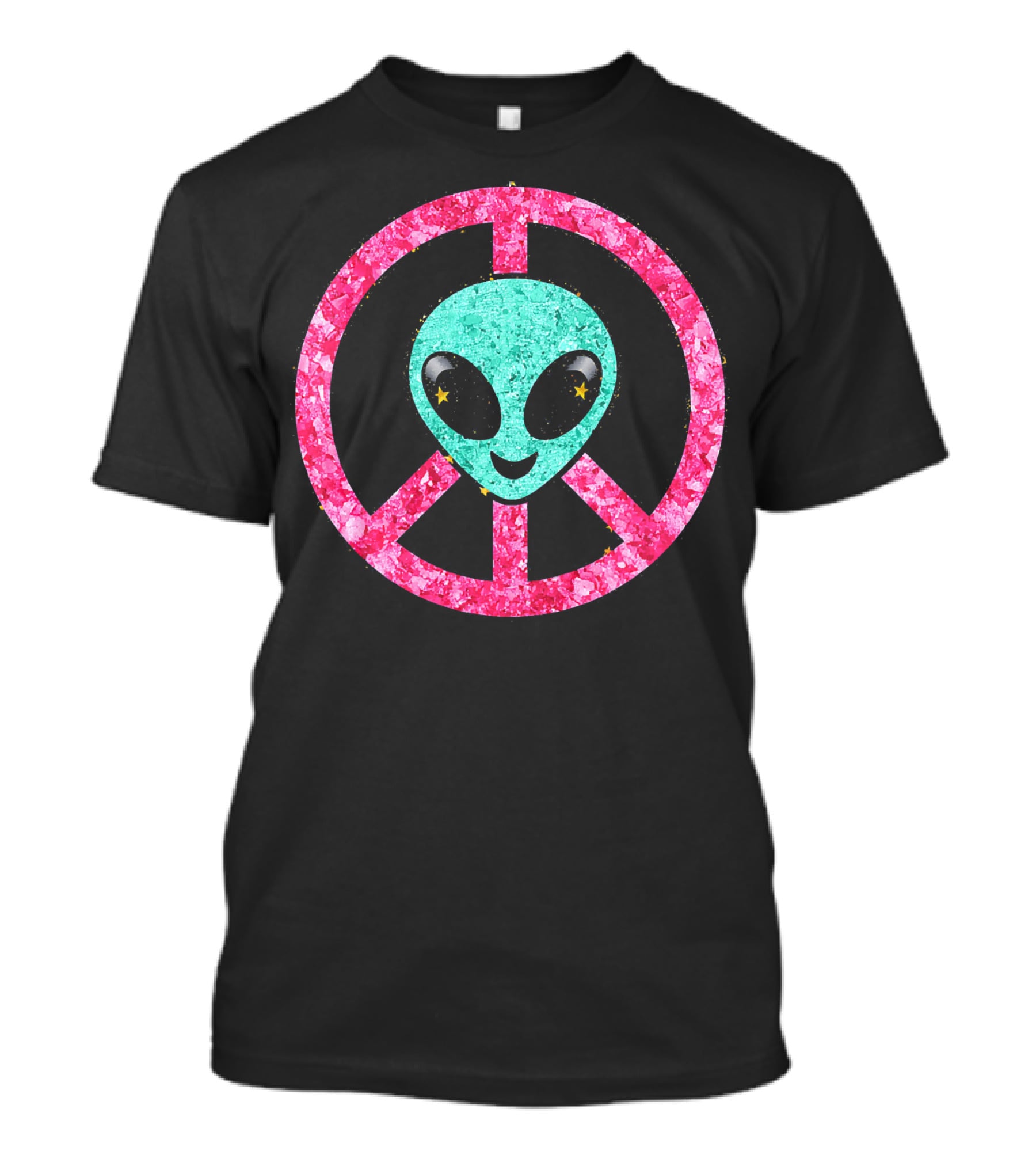 Vintage Aqua Alien Hippie Peace Emoji T-Shirt