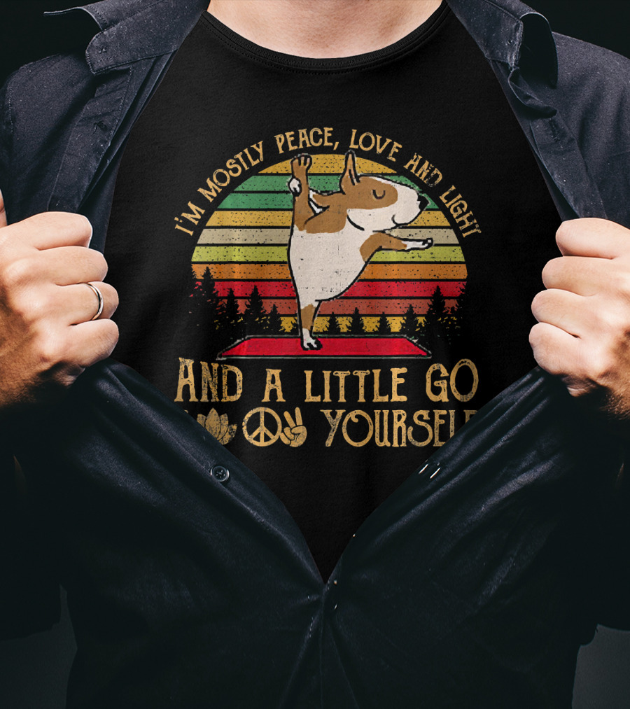 I'm Mostly Peace Love Light Bull Terrier And A Little Go F Yourself T-Shirt