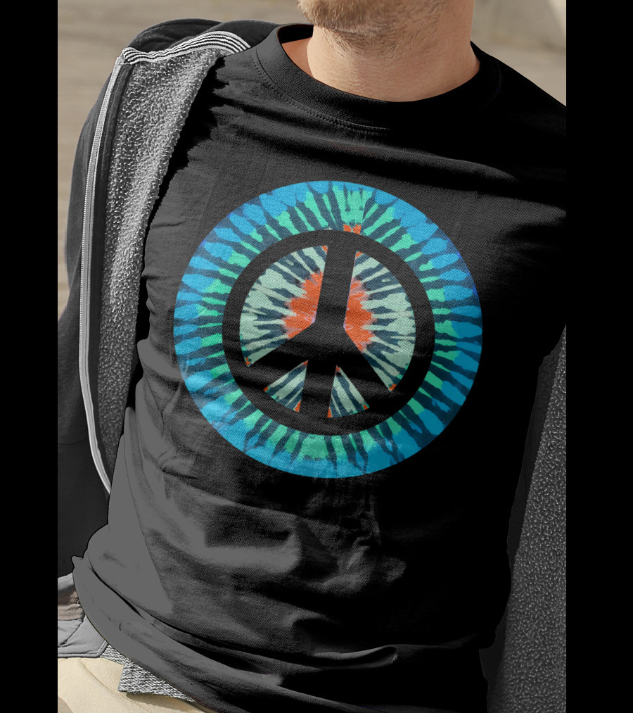 Tie Dye Peace Sign Colorful Retro Psychedelic 60s T-Shirt