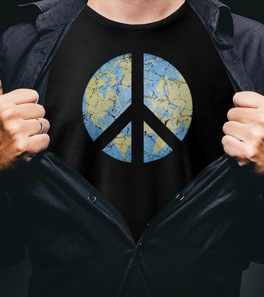 Vintage Earth Peace Symbol World Peace T-Shirt