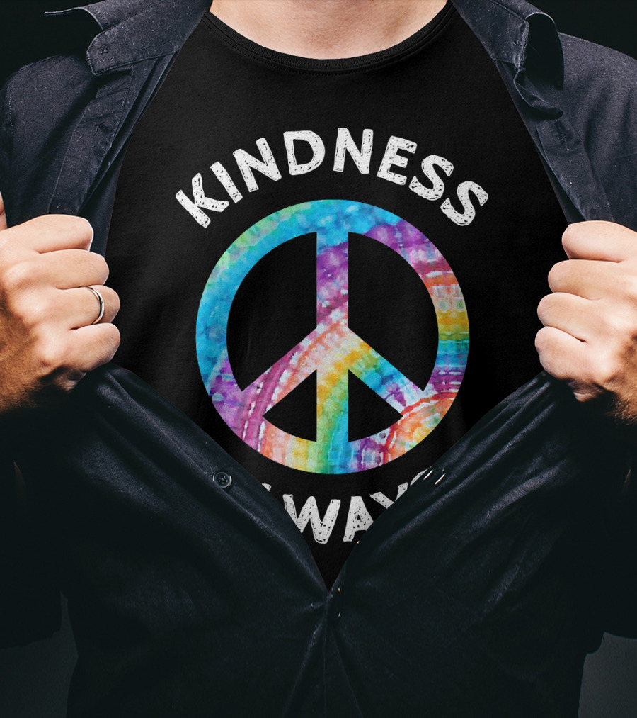 Kindness Always Tie Dye Peace Sign T-Shirt