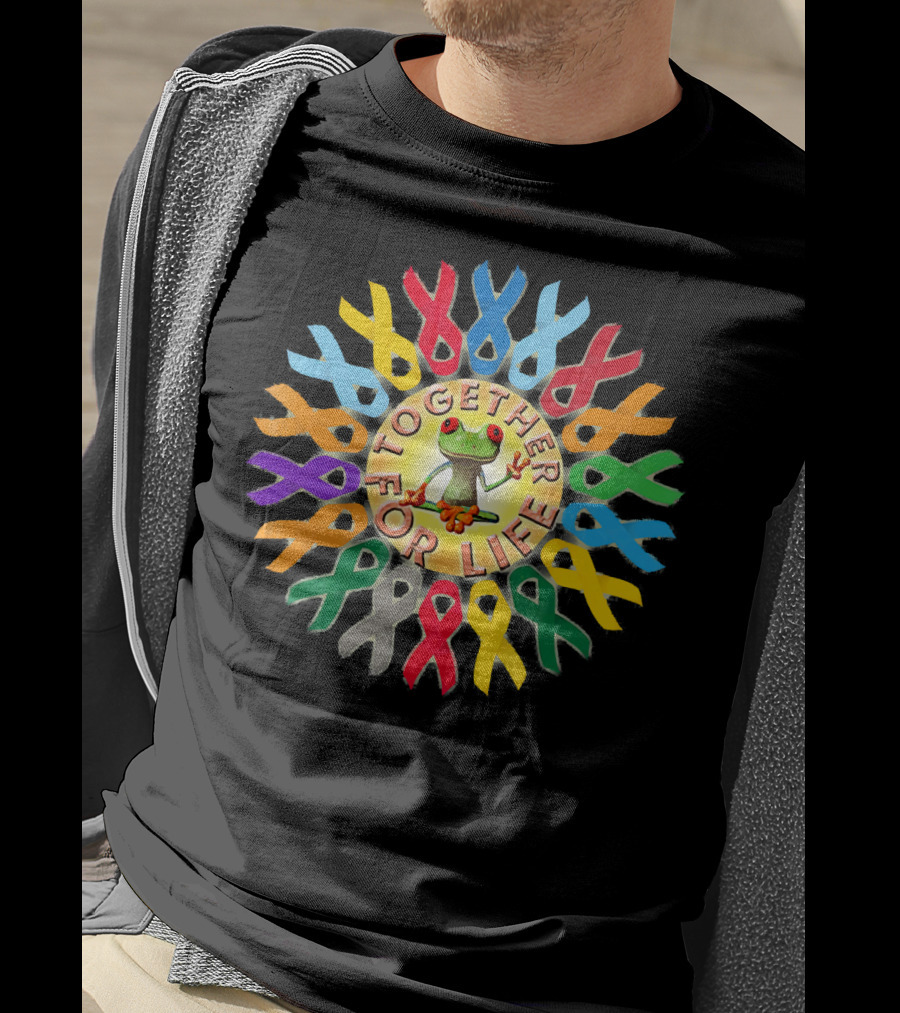 Together For Life Peace Frogs Ribbon Frogs T-Shirt