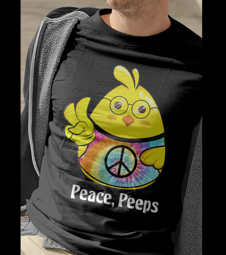 Peace Peeps Easter Tie Dye Chick With Glasses And Peace Sign T-Shirt