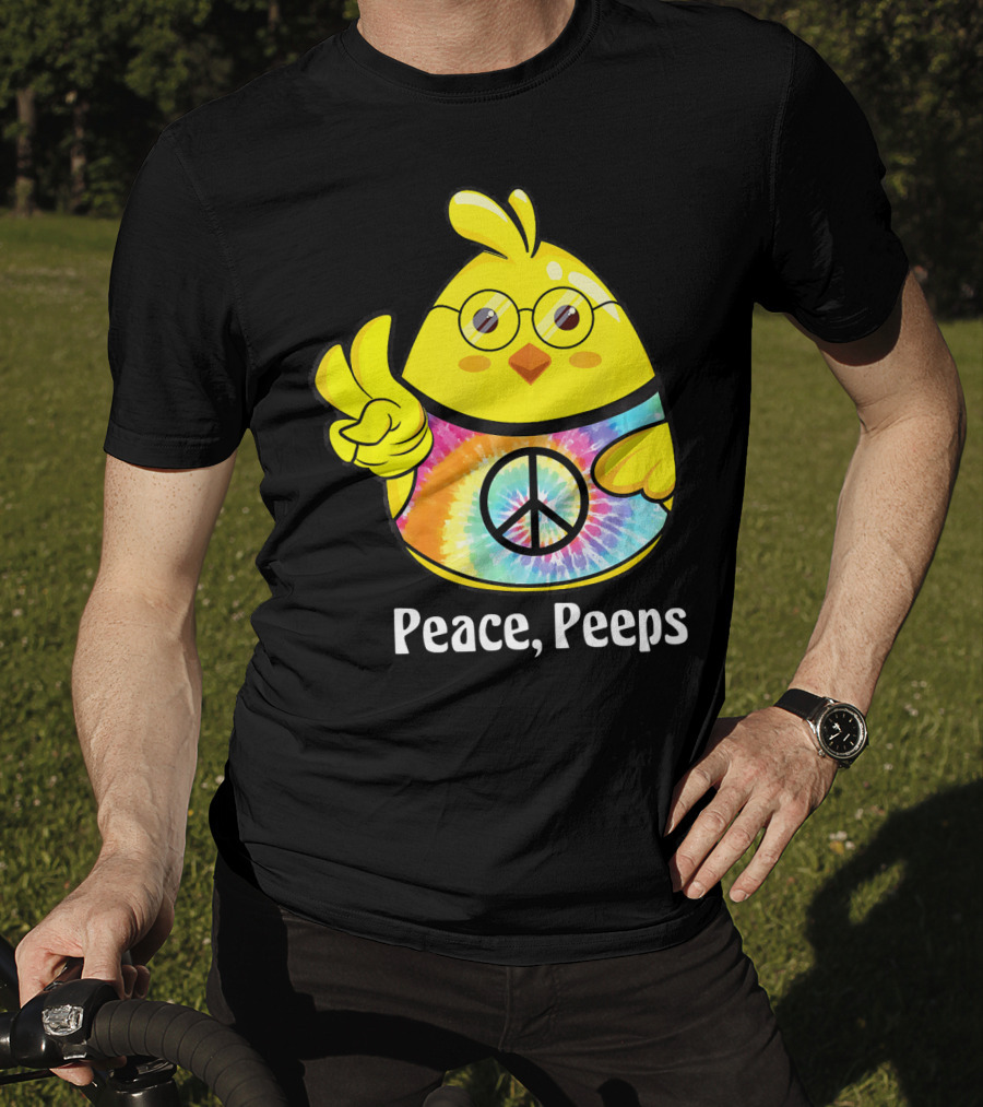 Peace Peeps Easter Tie Dye Chick With Glasses And Peace Sign T-Shirt