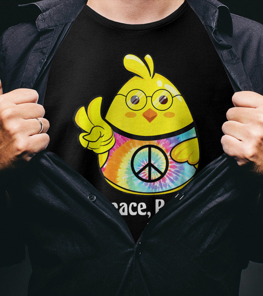 Peace Peeps Easter Tie Dye Chick With Glasses And Peace Sign T-Shirt