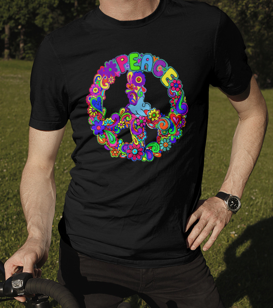 Diva Duds Colorful Floral Peace Sign T-Shirt