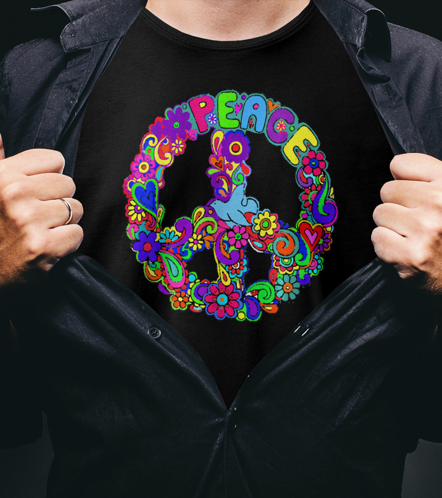 Diva Duds Colorful Floral Peace Sign T-Shirt