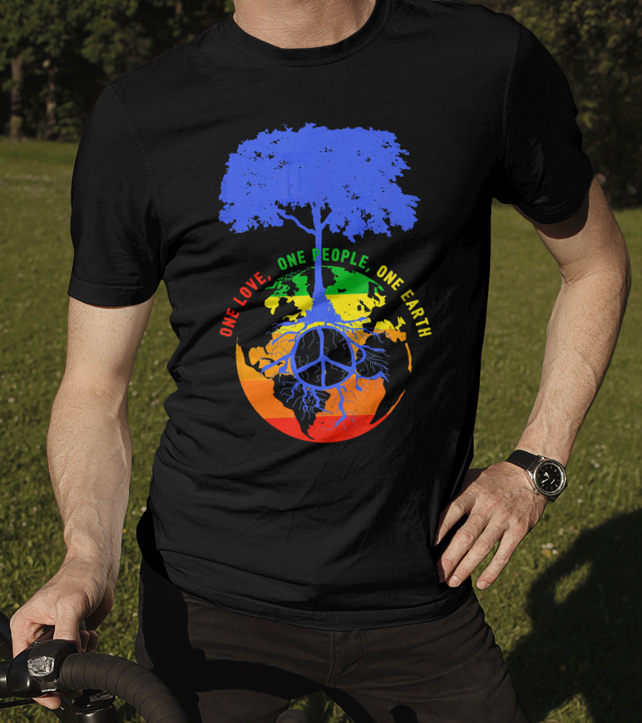 One Love One People One Earth Peace Tree Earth Day T-Shirt