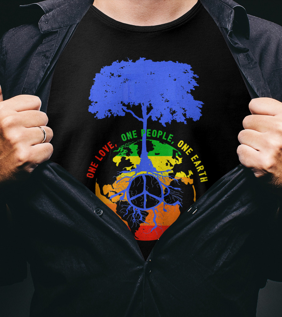 One Love One People One Earth Peace Tree Earth Day T-Shirt
