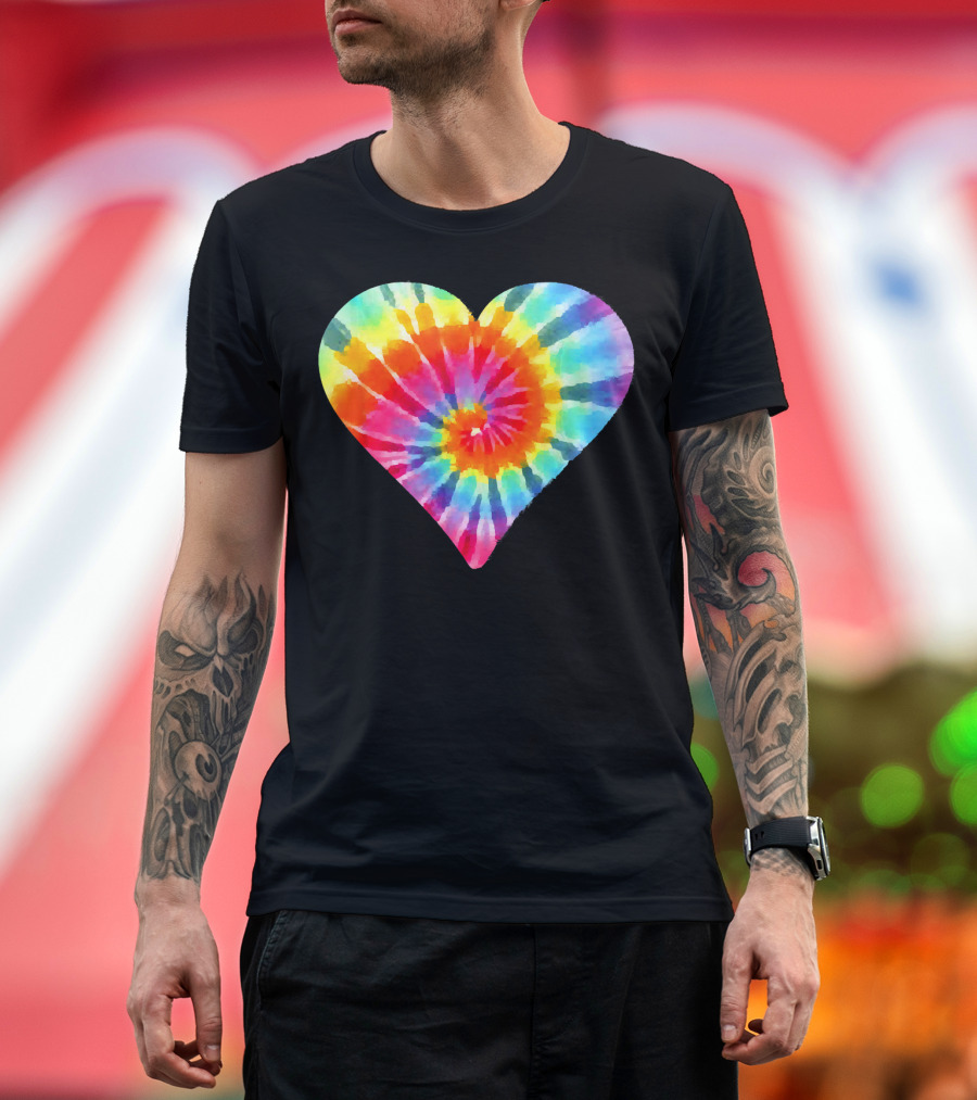 Tie Dye Hippie Heart Peace Spiral Rainbow Heart T-Shirt