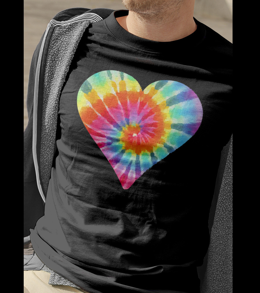 Tie Dye Hippie Heart Peace Spiral Rainbow Heart T-Shirt