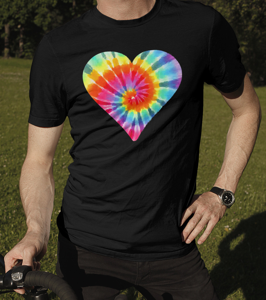 Tie Dye Hippie Heart Peace Spiral Rainbow Heart T-Shirt