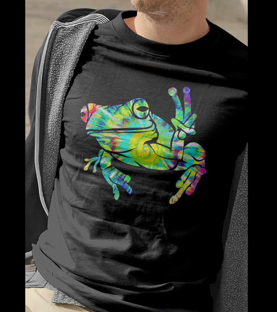 Cool Tie Dye Peace Frog Psychedelic Vibes T-Shirt