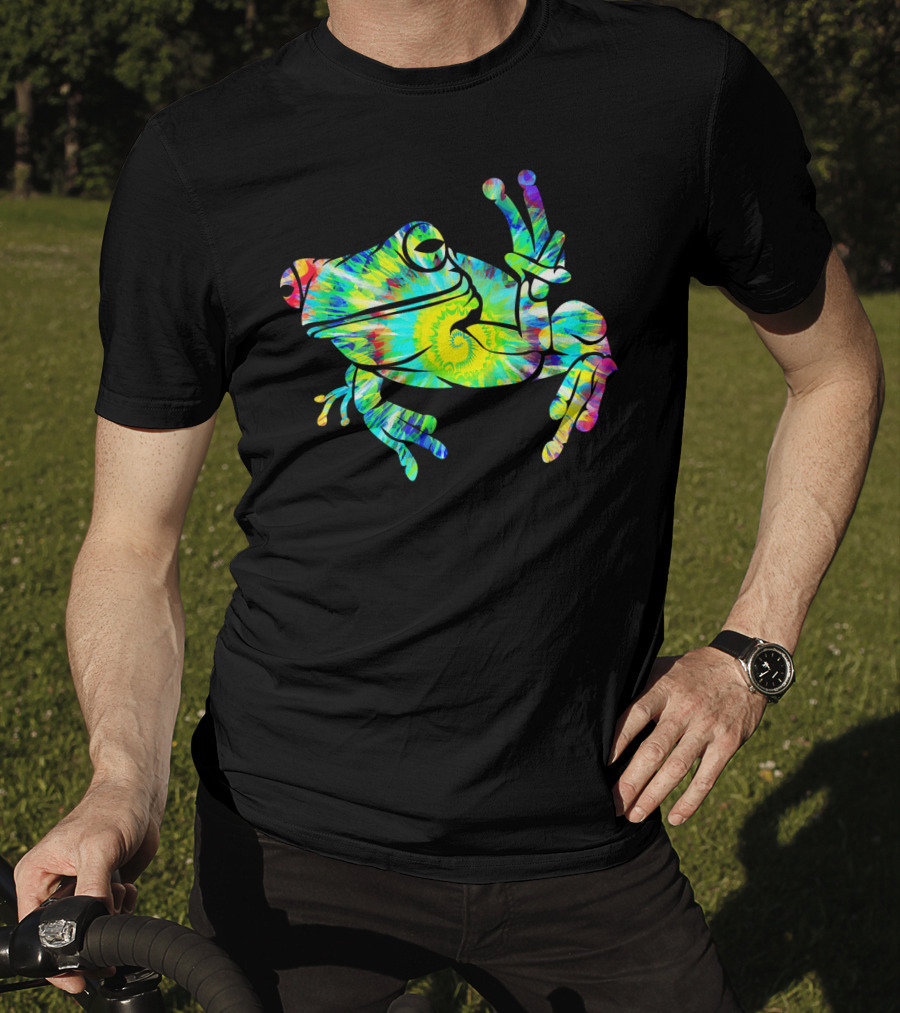 Cool Tie Dye Peace Frog Psychedelic Vibes T-Shirt