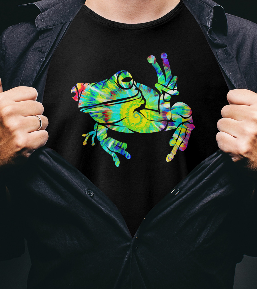 Cool Tie Dye Peace Frog Psychedelic Vibes T-Shirt