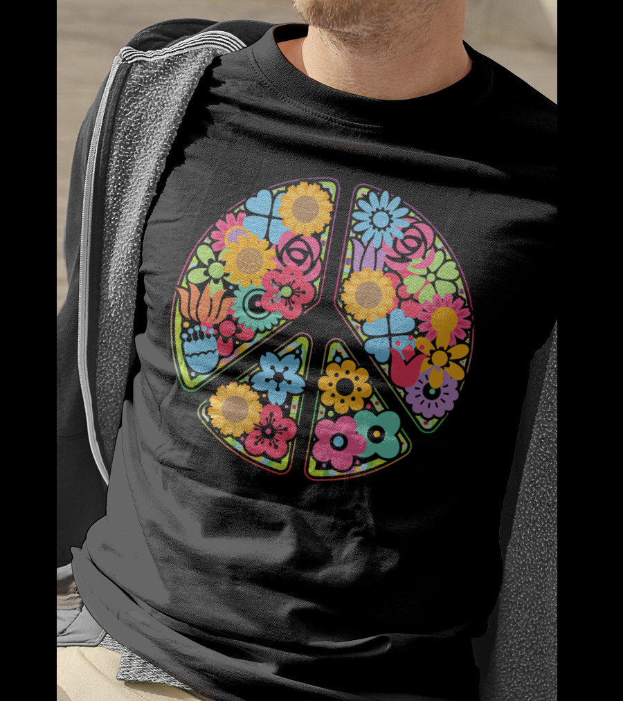 Flower Peace Love Imagine Floral T-Shirt