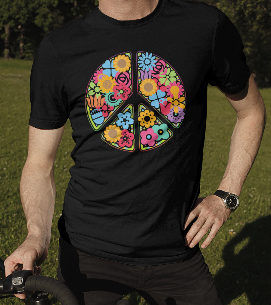 Flower Peace Love Imagine Floral T-Shirt