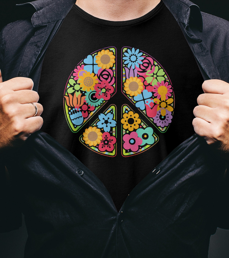 Flower Peace Love Imagine Floral T-Shirt