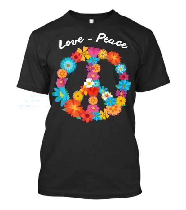 Retro Hippie Flower Power Peace Love 60s 70s Costume Tie T-Shirt