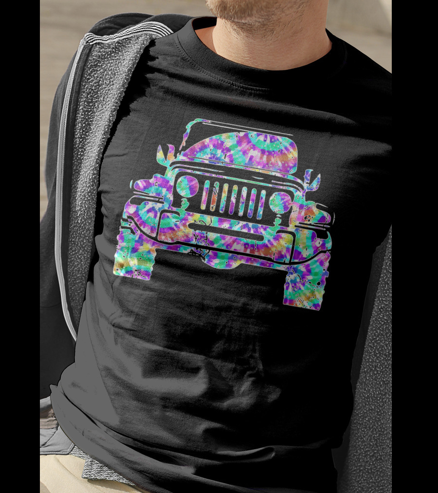 Tie Dye Jeeps Hippie Peace Retro Off-Road Adventure T-Shirt