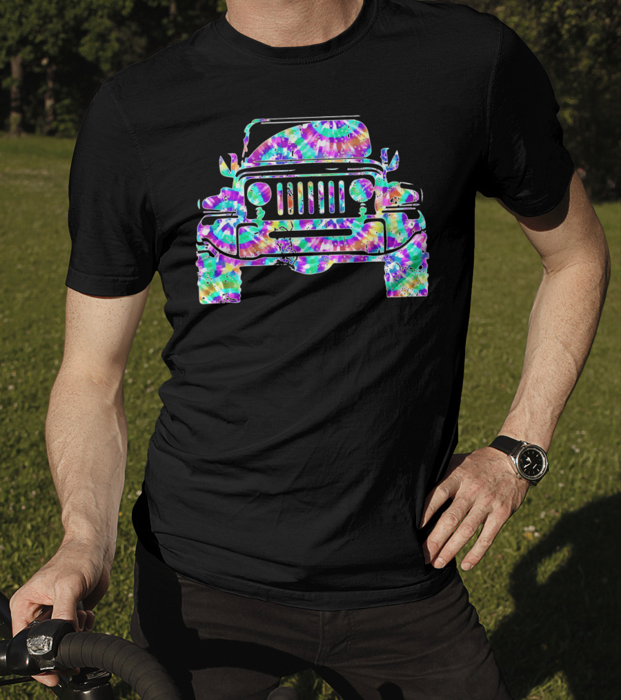 Tie Dye Jeeps Hippie Peace Retro Off-Road Adventure T-Shirt
