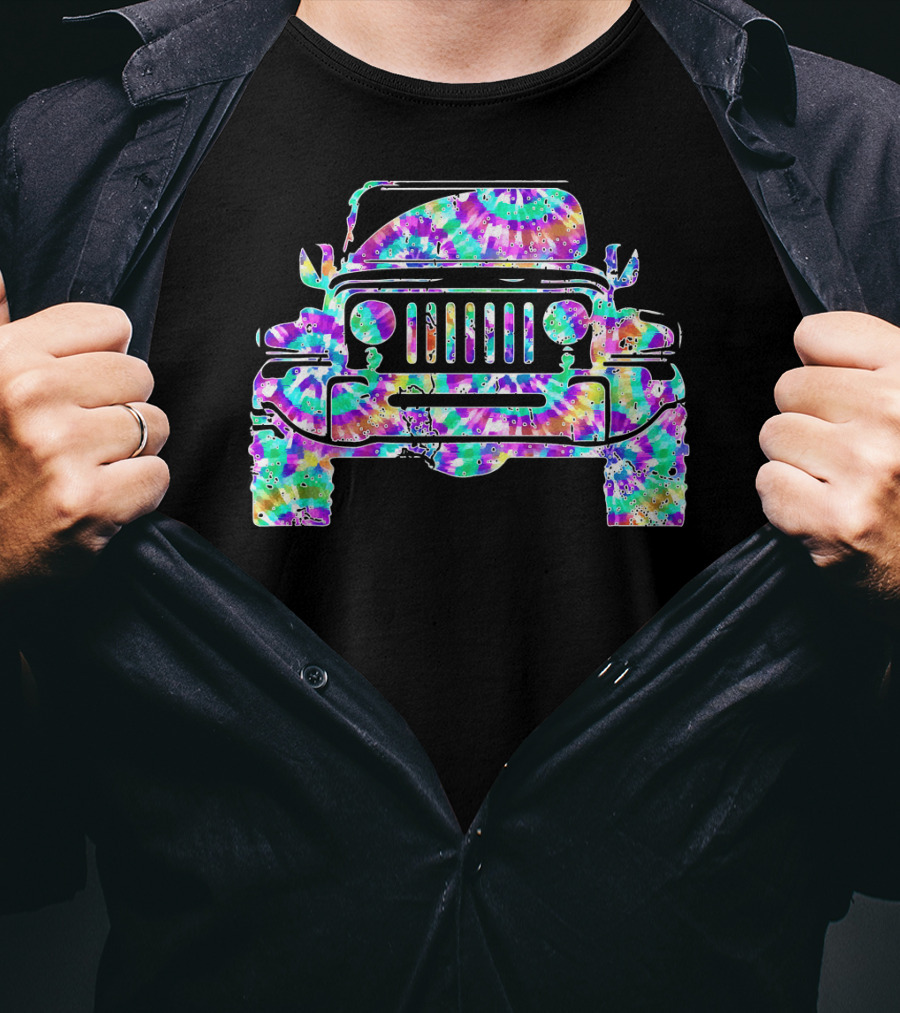 Tie Dye Jeeps Hippie Peace Retro Off-Road Adventure T-Shirt