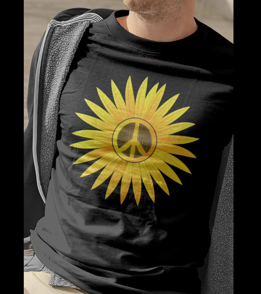 Peace Love Sunflower Cute Sun Hel Sunflower Peace T-Shirt