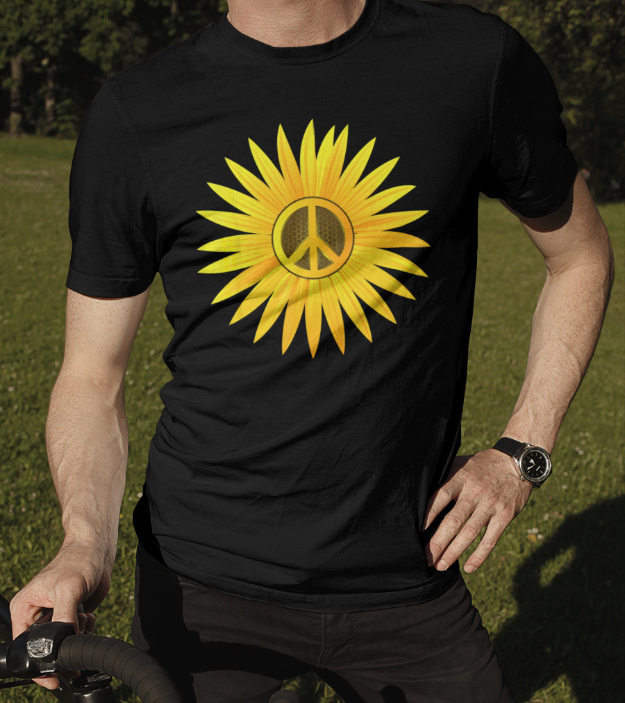 Peace Love Sunflower Cute Sun Hel Sunflower Peace T-Shirt