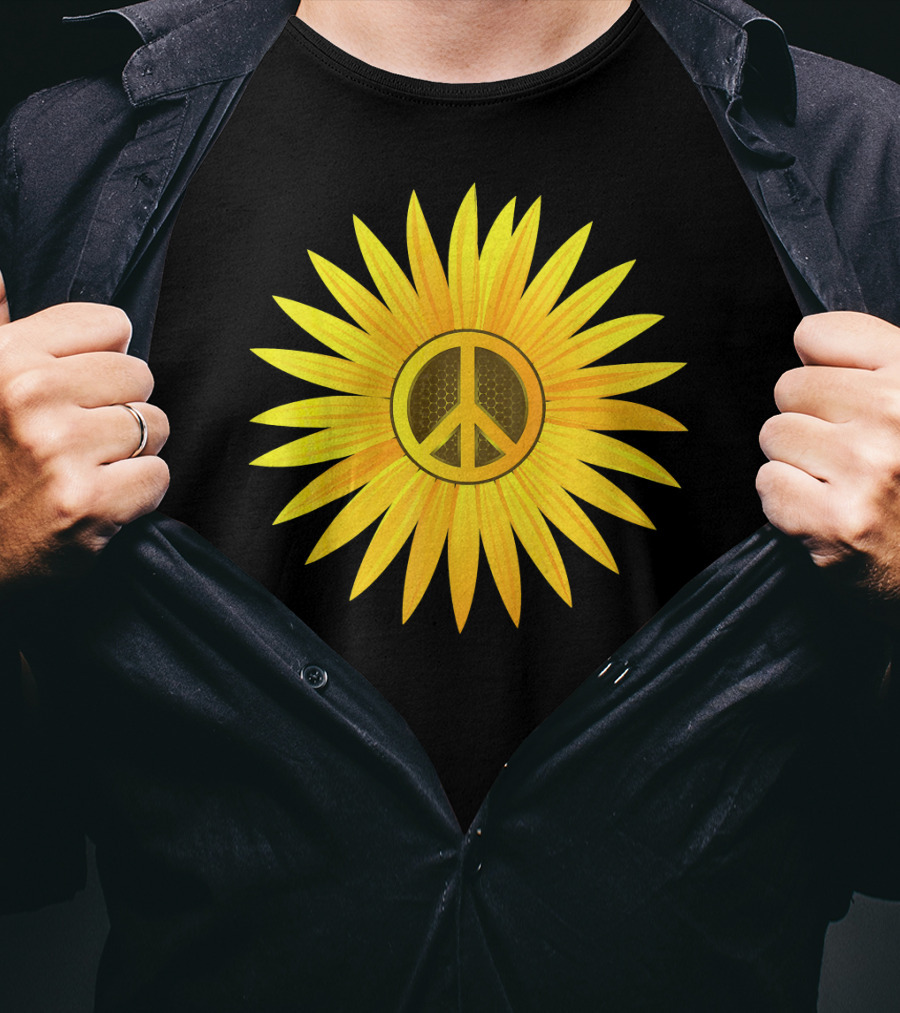 Peace Love Sunflower Cute Sun Hel Sunflower Peace T-Shirt