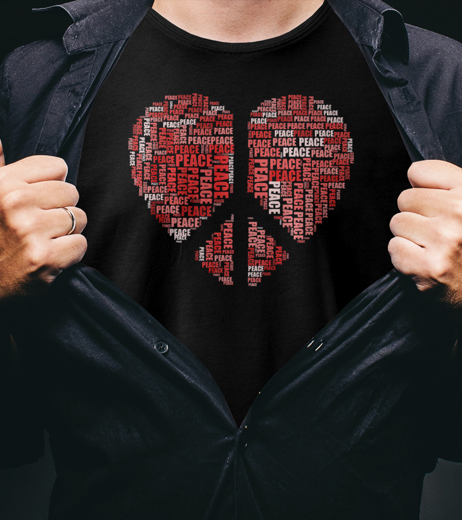 Peace Love Heart Shaped Peace Text T-Shirt