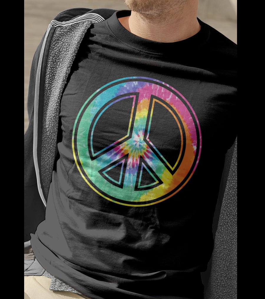 Tie Dye Peace Sign Rainbow Colors T-Shirt