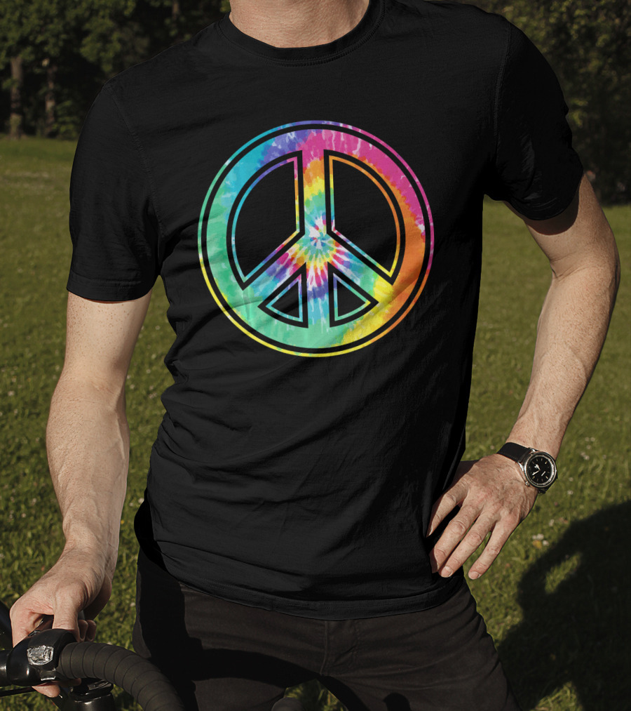 Tie Dye Peace Sign Rainbow Colors T-Shirt