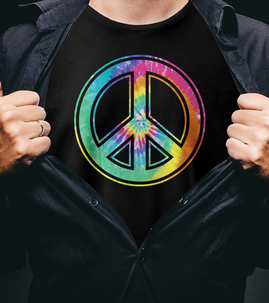 Tie Dye Peace Sign Rainbow Colors T-Shirt