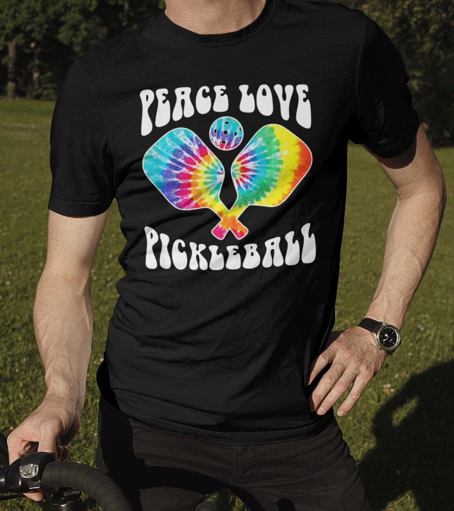 Peace Love Pickleball Vintage Tie Dye Paddles T-Shirt