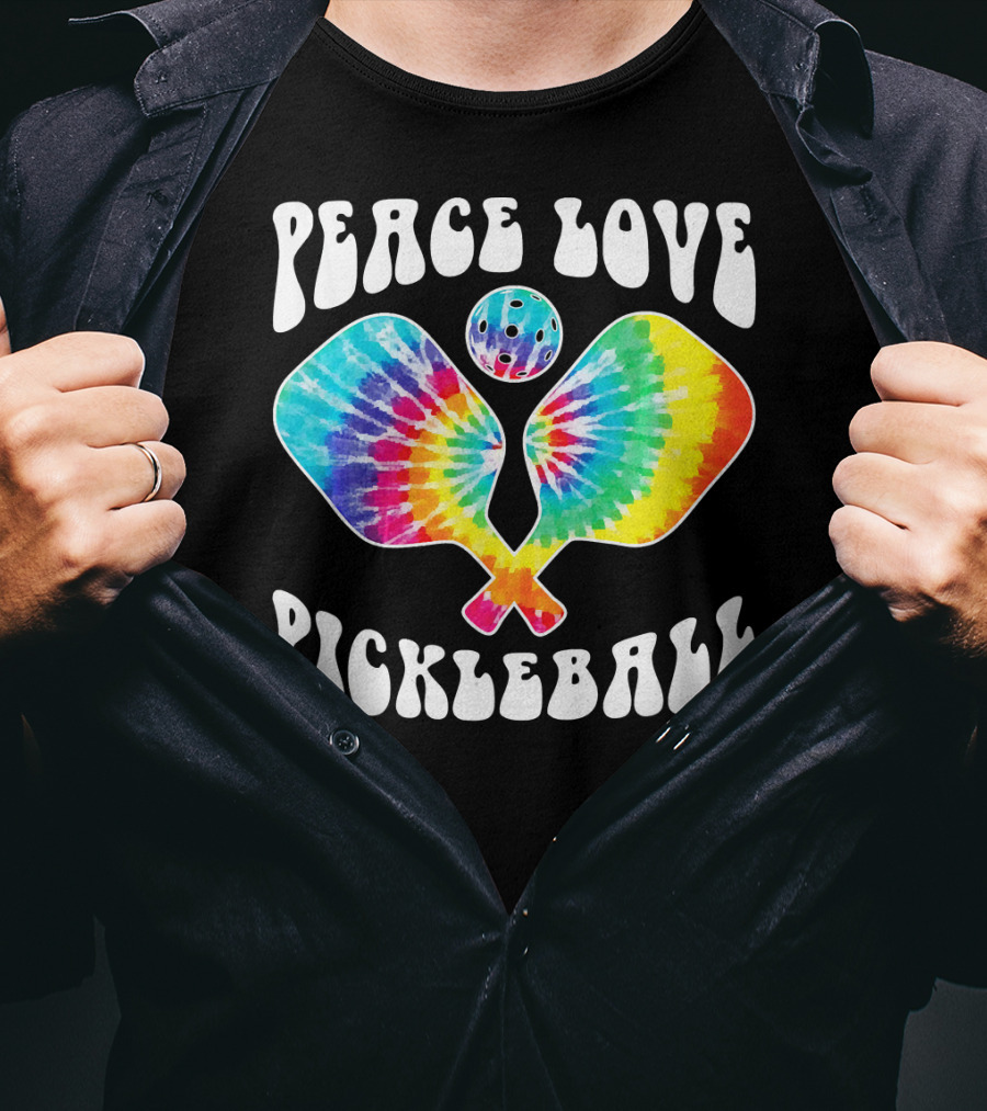 Peace Love Pickleball Vintage Tie Dye Paddles T-Shirt