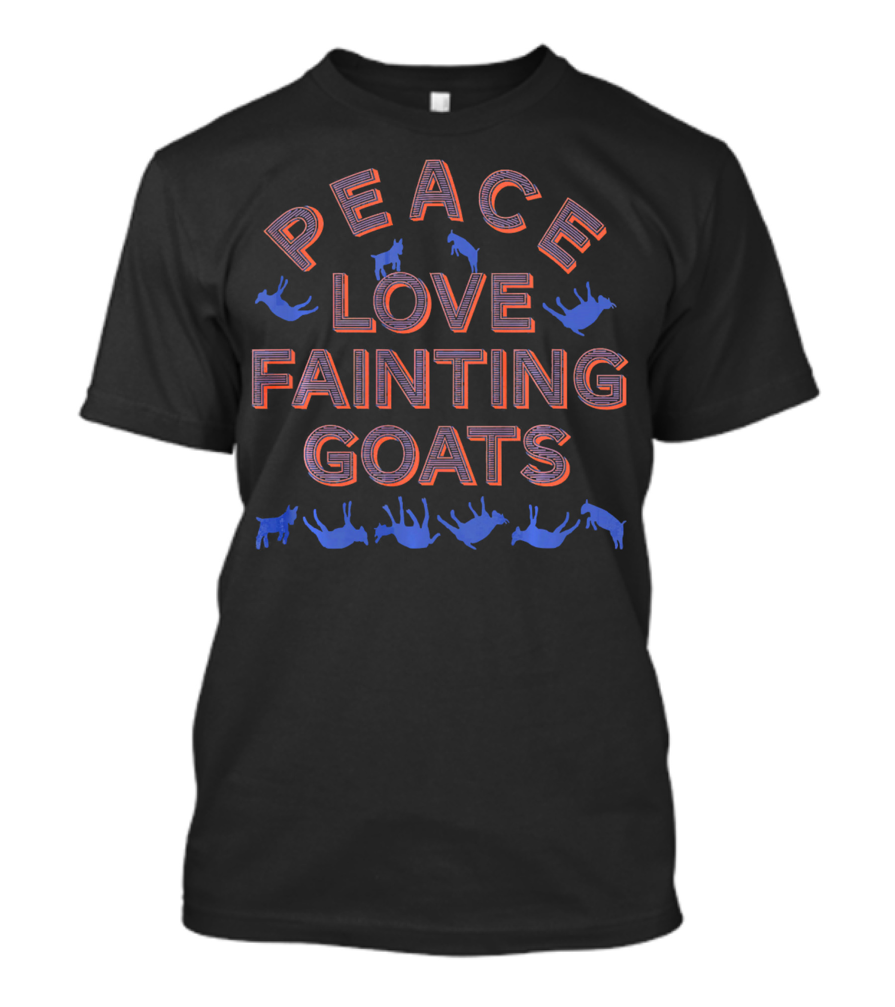 Peace Love Fainting Goats Silhouettes And Text T-Shirt