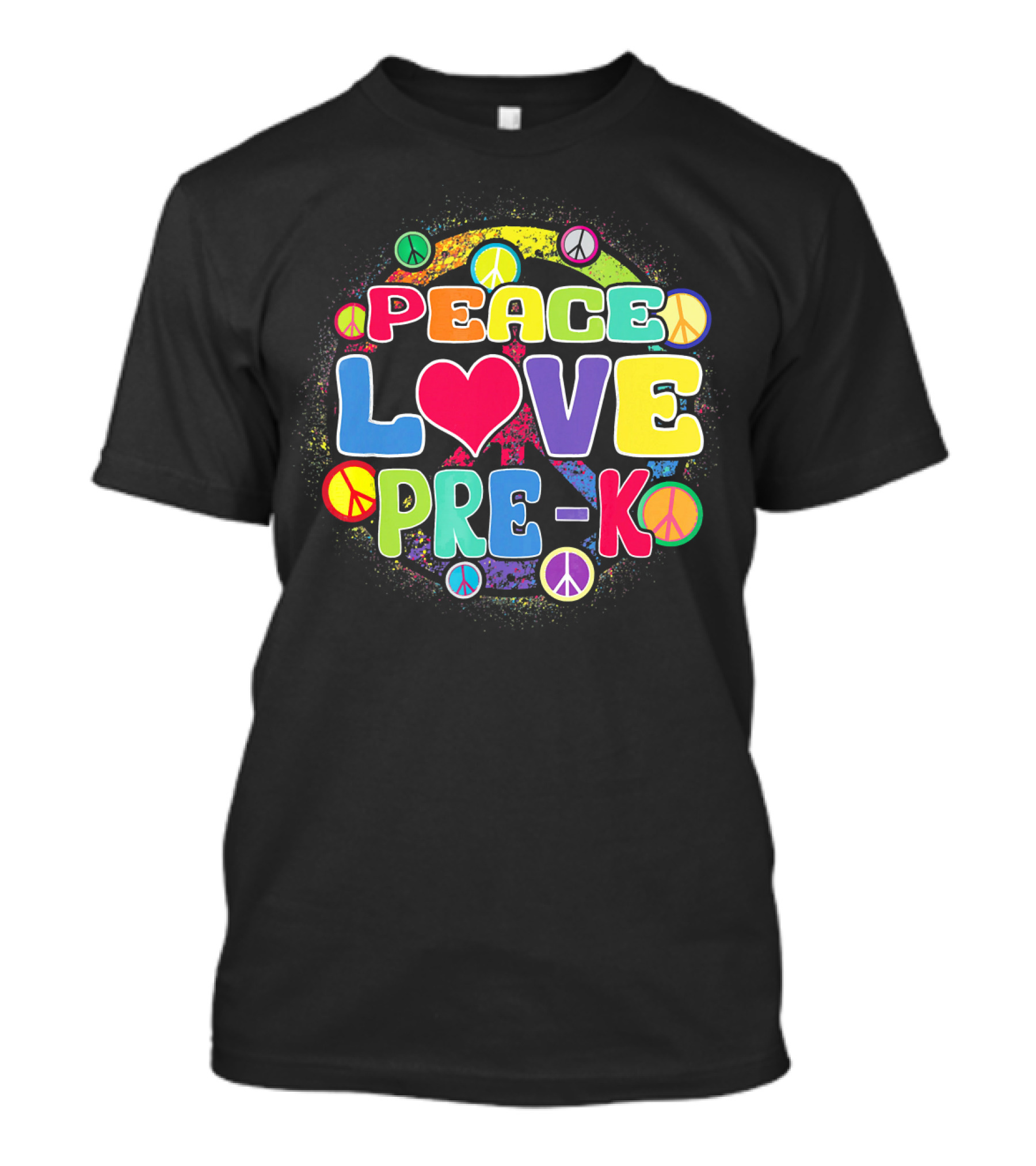 Peace Love Pre-K Rainbow Peace Signs T-Shirt