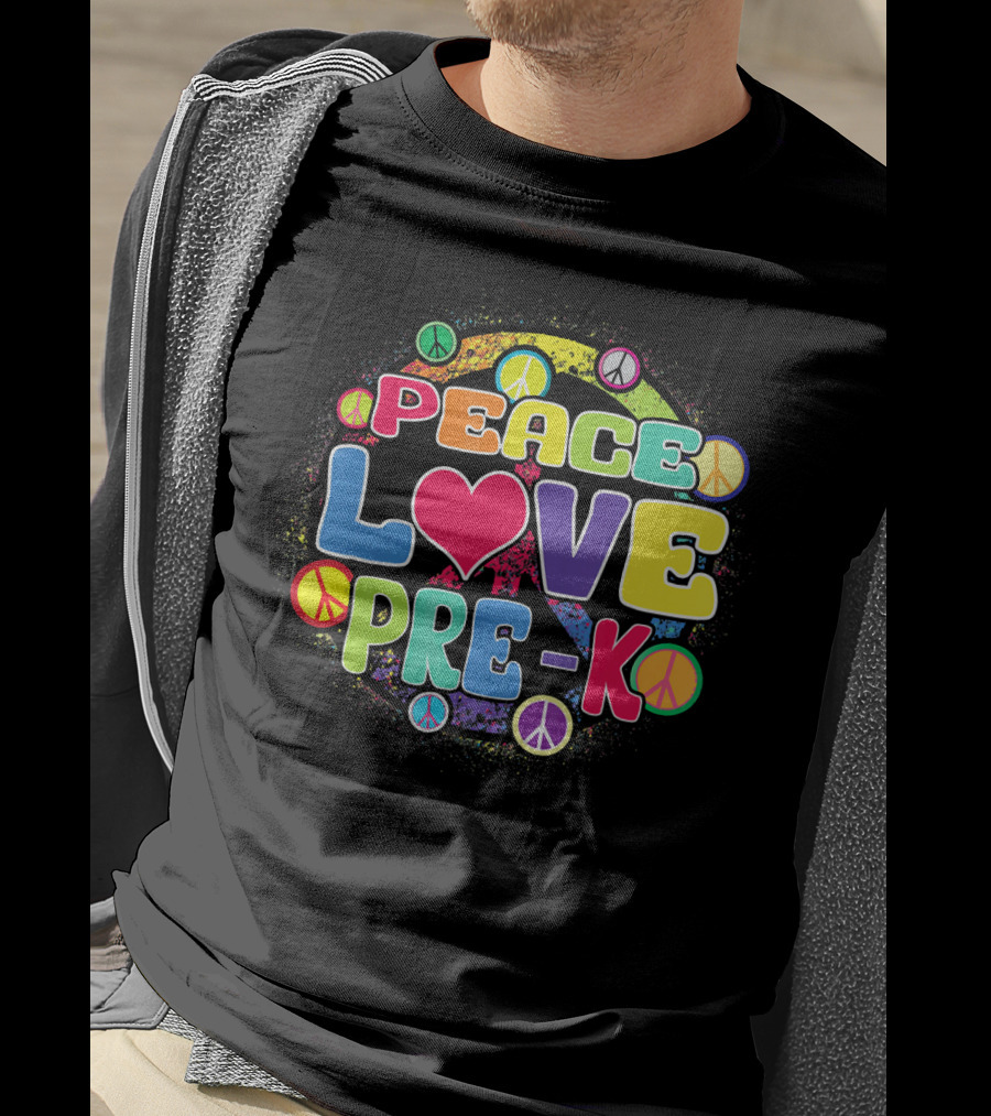 Peace Love Pre-K Rainbow Peace Signs T-Shirt
